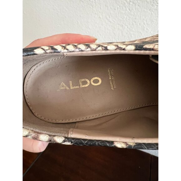 Aldo Lovirede Oxford Shoe Platform Sz 7 Snakeskin Brown Tan Lace-Up - Picture 4 of 10